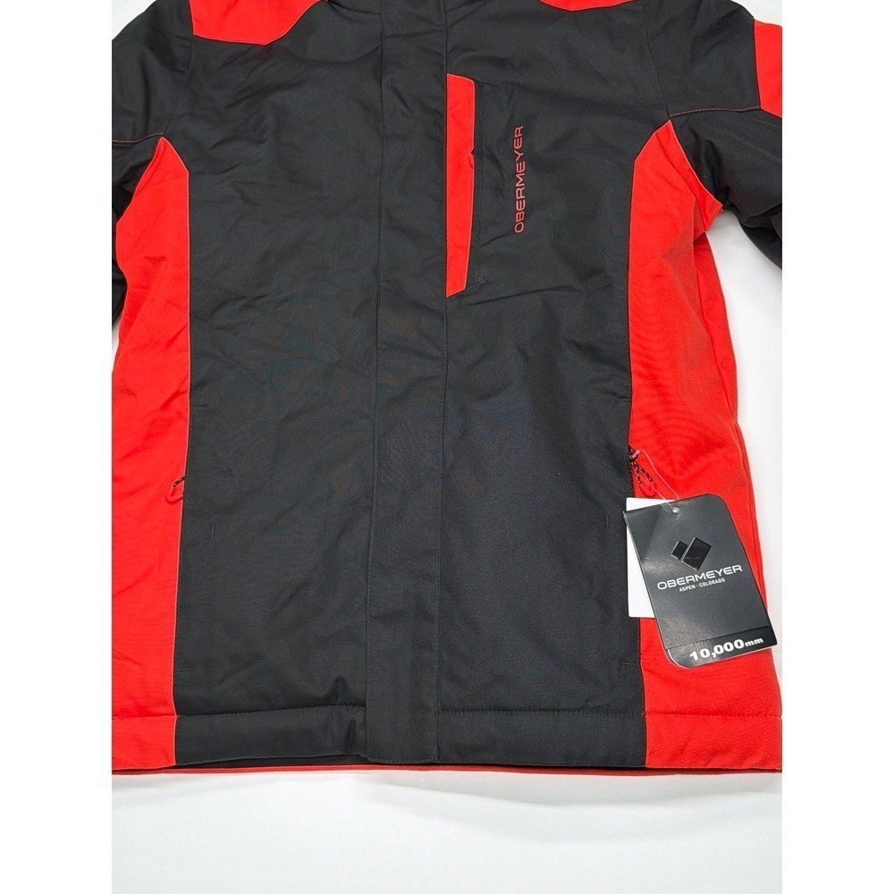 Obermeyer Boys Insulated Fleet Ski‎ Snowboard Jacket Black Red Size L 10000mm - Picture 3 of 11